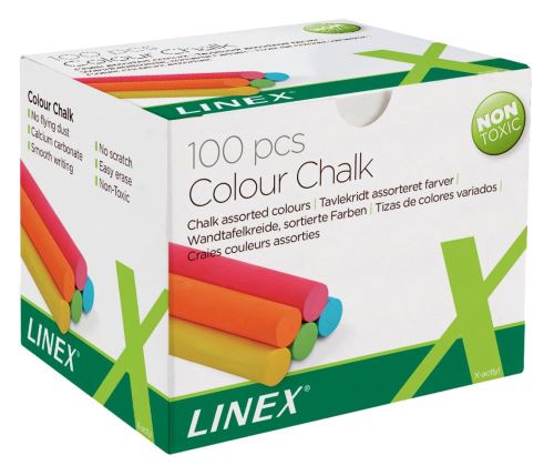 Linex, Křídy mix barev, kulaté, 100 ks, mix barev