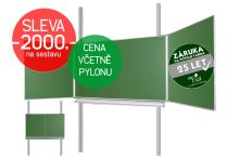 Školní tabule EkoTAB Triptych ZZZZZ + pylon jednoduchý AL - Montáž zdarma !!! 180/360x120cm