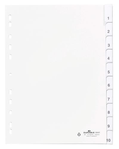 Rozdružovač A4 s 10ti PP rozlišovači s čísly 1-10 a s titulní stranou