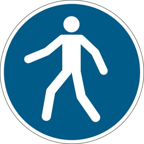 Podlahový piktogram „Použít chodník“ Ø 430 mm