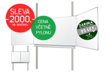 Školní tabule EkoTAB Triptych BBBBB + pylon jednoduchý AL - Montáž zdarma !!! 180/360x120cm