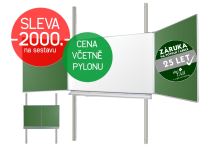Školní tabule EkoTAB Triptych ZZBZZ + pylon jednoduchý AL - Montáž zdarma !!! 180/360x120cm