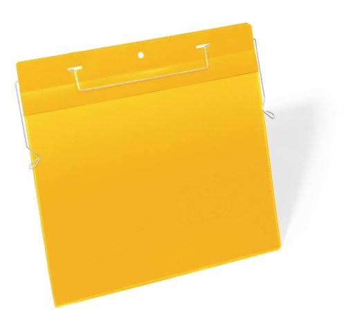 Závěsná kapsa s drátěným úchytem A4 na šířku 50ks žlutá