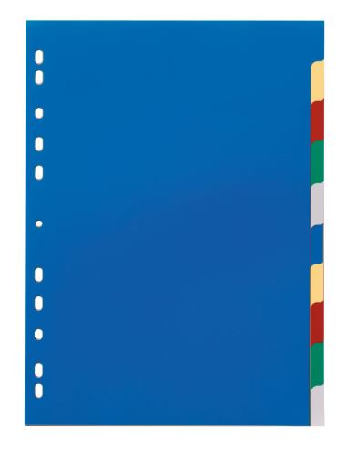 Rozdružovač A4 s 10ti barevnými PP rozlišovači a s titulní stranou