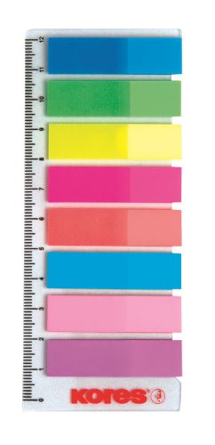 Neonové záložky Index Strips na pravítku 45x12 mm / 8 barev / 25 lístků á barva, polybag