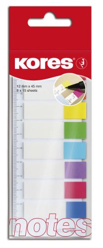 Popisovací záložky Index Strips na pravítku 45x12 mm / 8 barev / 15 lístků á barva