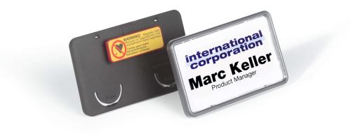 Jmenovka DURABLE Clip-Card s magnetem, 75x40mm, černá, balení 25ks