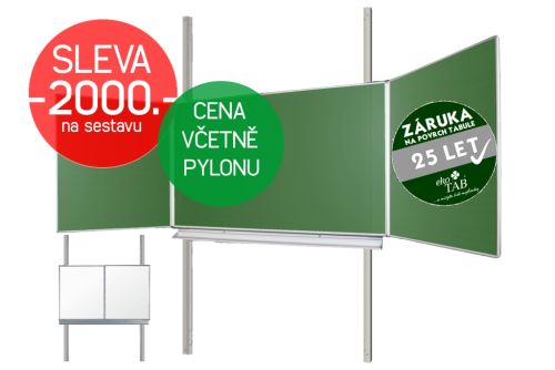 Školní tabule EkoTAB Triptych BZZZB + pylon jednoduchý AL - Montáž zdarma !!!