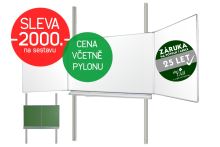 Školní tabule EkoTAB Triptych ZBBBZ + pylon jednoduchý AL - Montáž zdarma !!! 180/360x120cm